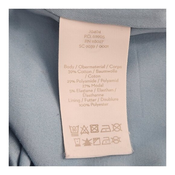 BODEN Emma Eyelet Scalloped Hem Blue Ponte Sheath Dress - Picture 6 of 6